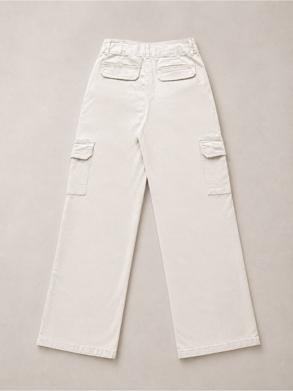 RE Generation by Celebrity Pink Relaxed Cargo Pants Size 7/28 Cream Wide Leg - Picture 2 of 12